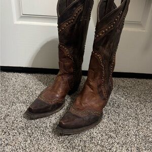 Brown Studded Cowboy Boots